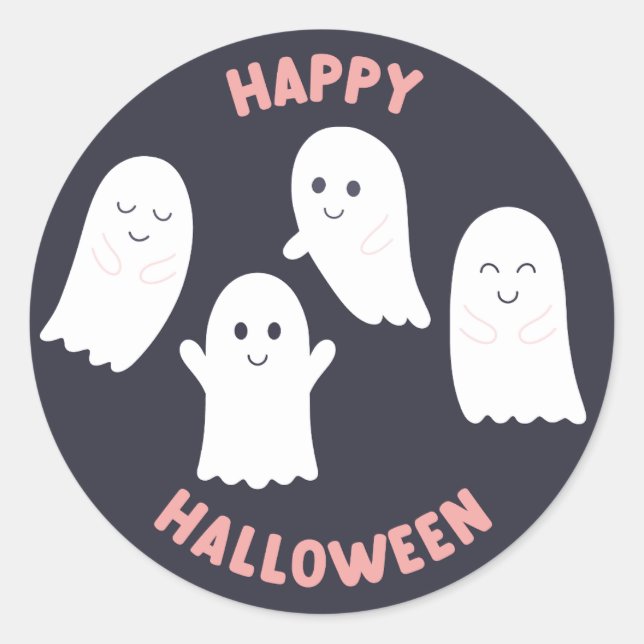 Happy Halloween Friendly Ghosts Classic Round Sticker (Front)