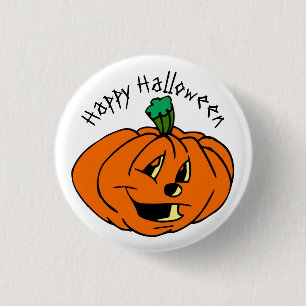 Happy Halloween, Friendly, Pumpkin Jack-o'-Lantern 3 Cm Round Badge