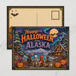 Happy Halloween From Alaska Kids  Postcard