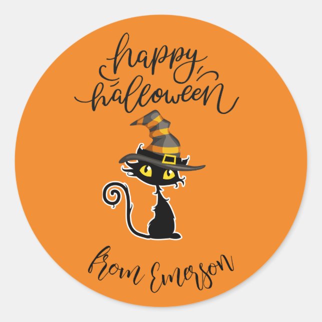 Happy Halloween From Custom Family Name Classic Round Sticker (Front)