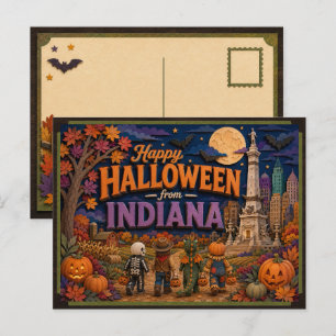 Happy Halloween From Indiana Kids Postcard