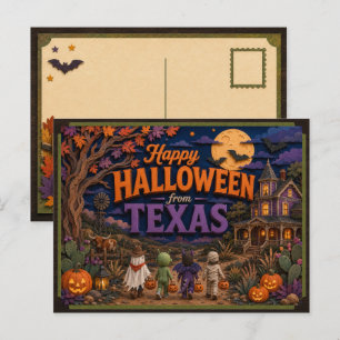 Happy Halloween From Texas Kids Postcard