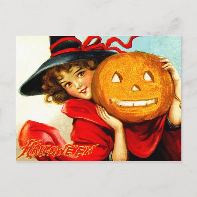 Happy Halloween from The Witch in Red Postcard (Front)