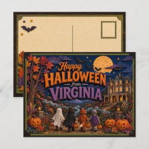 Happy Halloween From Virginia Kids Postcard