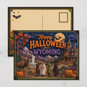Happy Halloween From Wyoming Kids Postcard