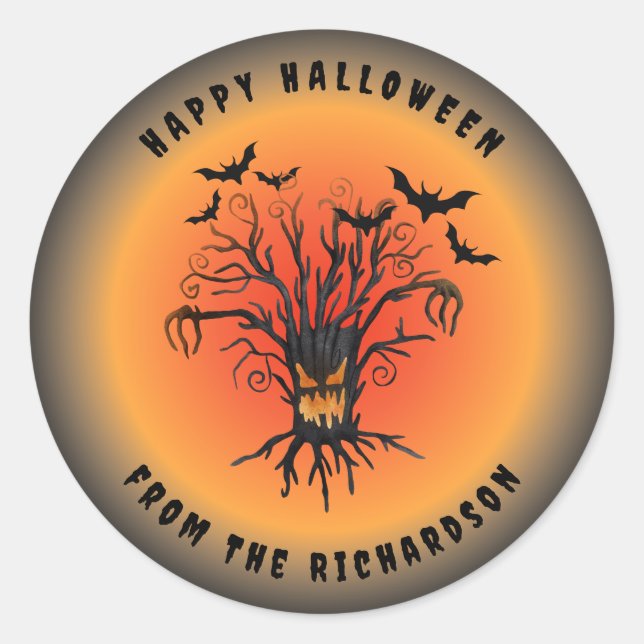 Happy Halloween From Your Custom Name Classic Round Sticker (Front)