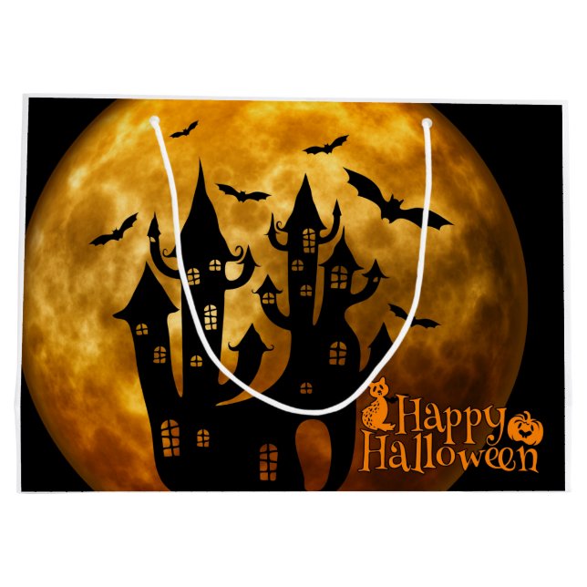 Happy Halloween (Full Moon) Large Gift Bag (Back)