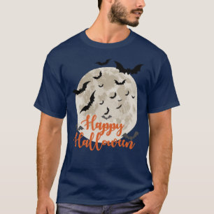 Happy Halloween Full Moon with Bats T-Shirt