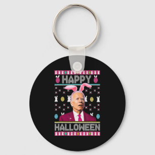 Happy Halloween Fun Bunny Joe Biden Confused Easte Key Ring