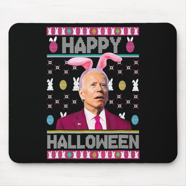 Happy Halloween Fun Bunny Joe Biden Confused Easte Mouse Pad (Front)