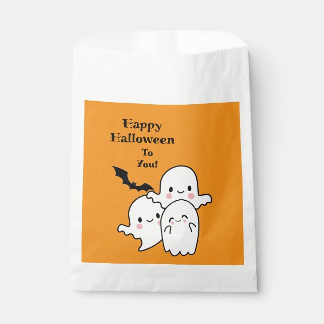 Happy Halloween Fun Ghost Personalise Favour Bag (Front)
