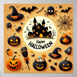 Happy Halloween Fun Spooky Mix & Haunted House Poster