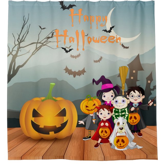 Happy Halloween Fun Spooky Night Shower Curtain (Front)