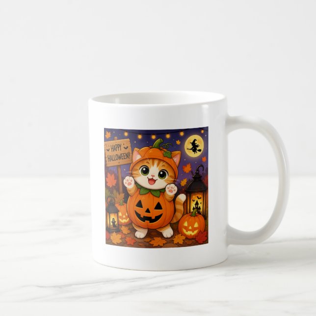Happy Halloween funny Cat Coffee Mug  (Right)