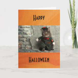 Happy Halloween Funny Cat Costume Humour Card