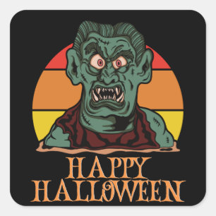 Happy Halloween Funny Creepy Character Square Sticker
