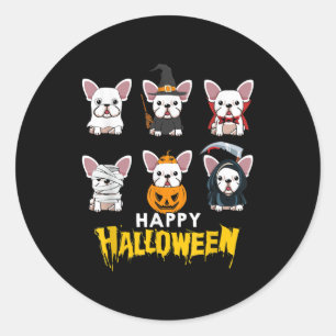 Happy Halloween Funny Dogs Costume Cute Bulldog Classic Round Sticker