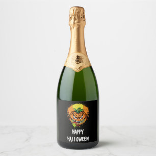 happy Halloween, funny gift for Halloween Sparkling Wine Label