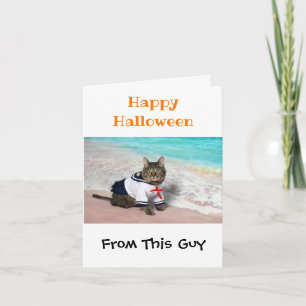 Happy Halloween Funny Humour Cute Cat Costume Phot Card