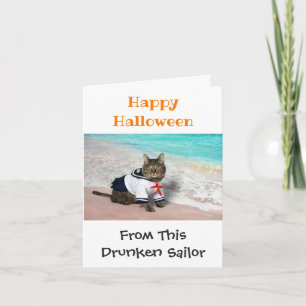Happy Halloween Funny Humour Cute Cat Costume Phot Card