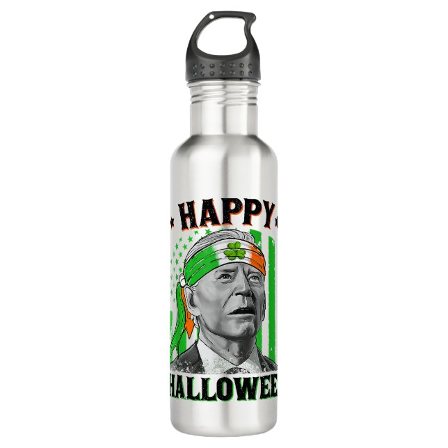 Happy Halloween Funny Joe Biden St Patricks Day Fl 710 Ml Water Bottle (Front)