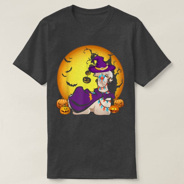 Happy Halloween Funny Llama Witch pumpkin Gifts Wo T-Shirt (Design Front)