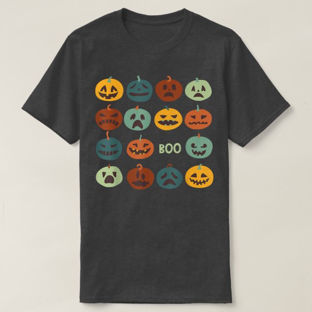 Happy Halloween Funny Pumpink Face Boo Halloween P T-Shirt (Design Front)