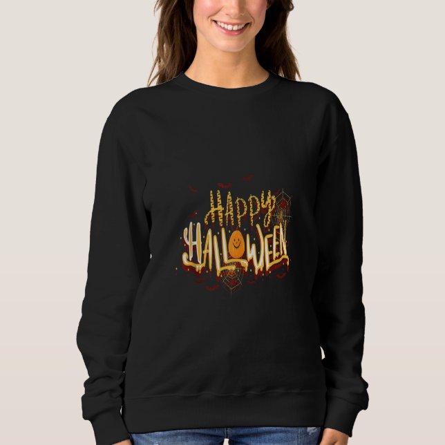 Happy Halloween Funny Pumpkin Spider Sweatshirt (Front)