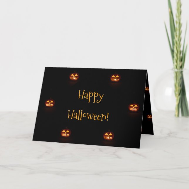 Happy Halloween Funny Scary Spooky Pumpkin Pattern Card (Front)
