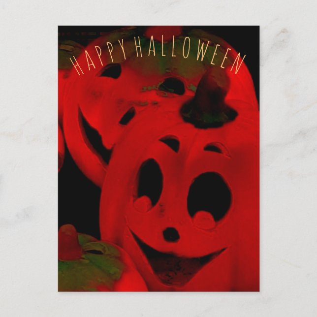 Happy Halloween Funny Scary Spooky Pumpkins Postcard (Front)