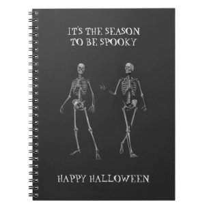Happy Halloween. Funny skeleton friends Notebook