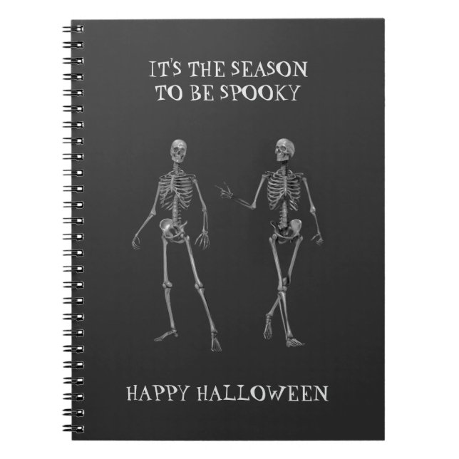 Happy Halloween. Funny skeleton friends Notebook (Front)