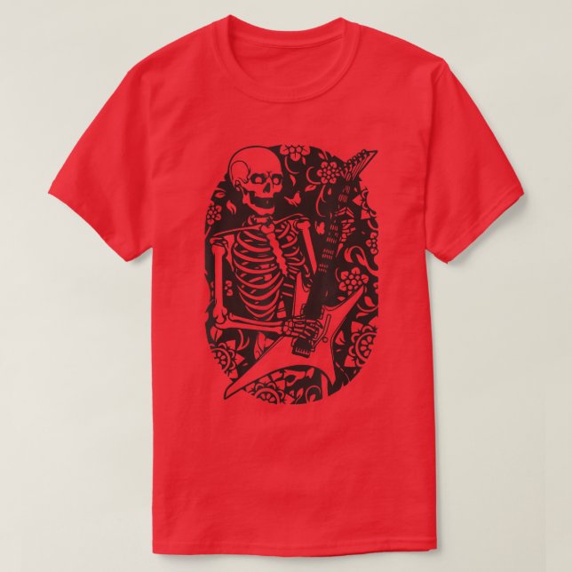 Happy Halloween Funny Skeleton Playing Guitar Pump T-Shirt (Design Front)