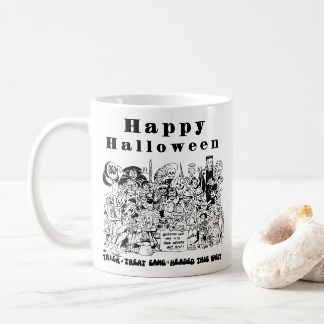 Happy Halloween Funny Spooky Scary Creepy Witch Coffee Mug (With Donut)
