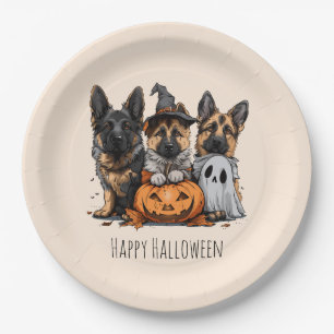 Happy Halloween German Shepherd Dogs Paper Plate