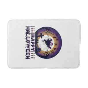 Happy Halloween Ghost Bats Spiders_1 Bath Mat