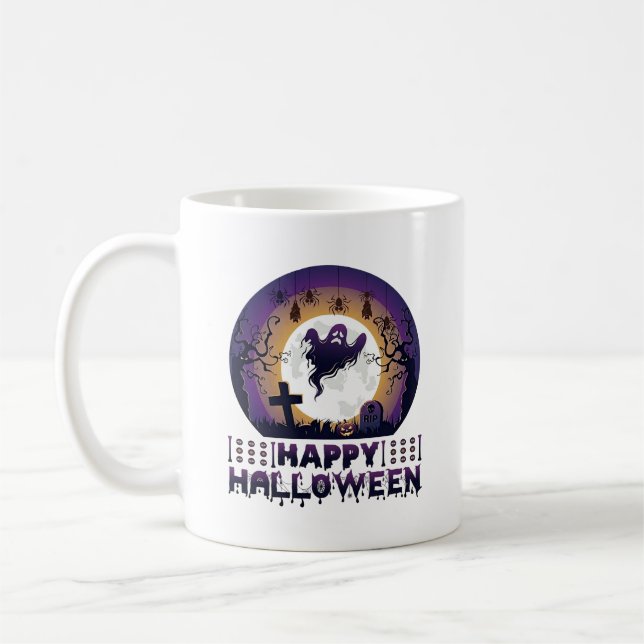 Happy Halloween Ghost Bats Spiders_1 Coffee Mug (Left)