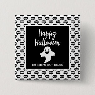 Happy Halloween ghost boo no tricks just treats 15 Cm Square Badge