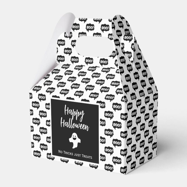 Happy Halloween ghost boo no tricks just treats Favour Box (Front Side)