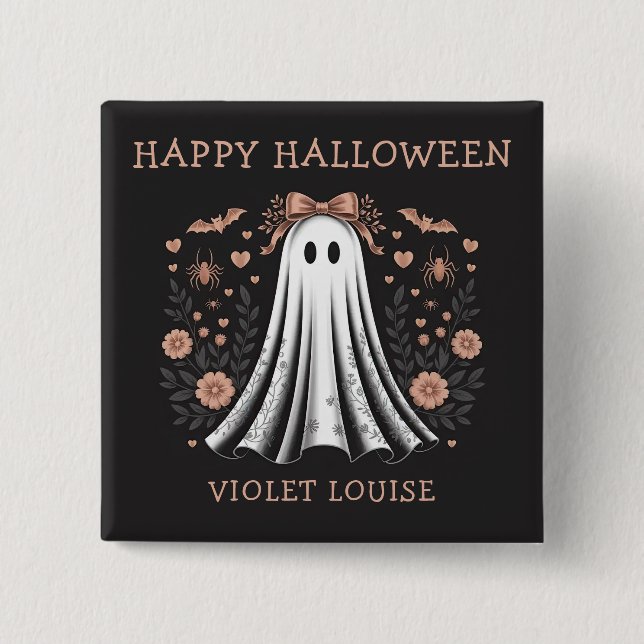 Happy Halloween Ghost Custom Button (Front)