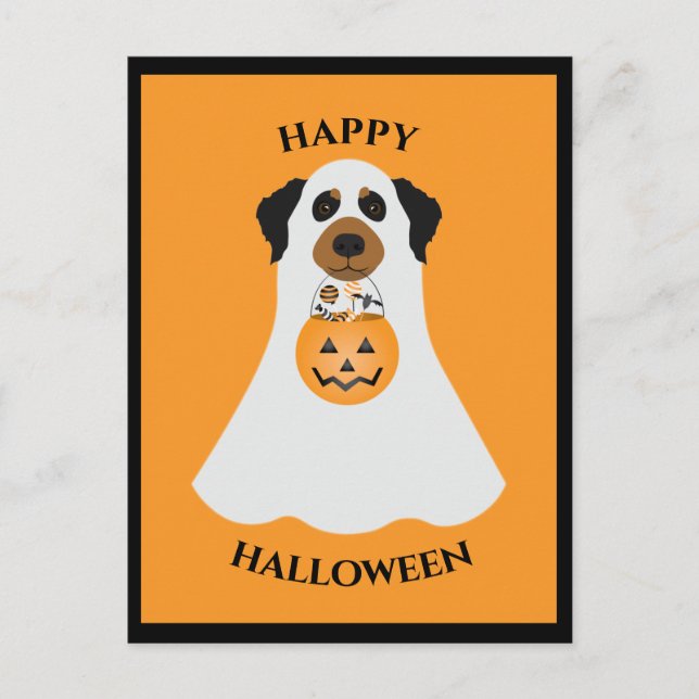 Happy Halloween Ghost Dog Postcard (Front)
