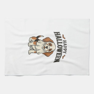 Happy Halloween Ghost Dog Vintage Engraving Shirt_ Tea Towel