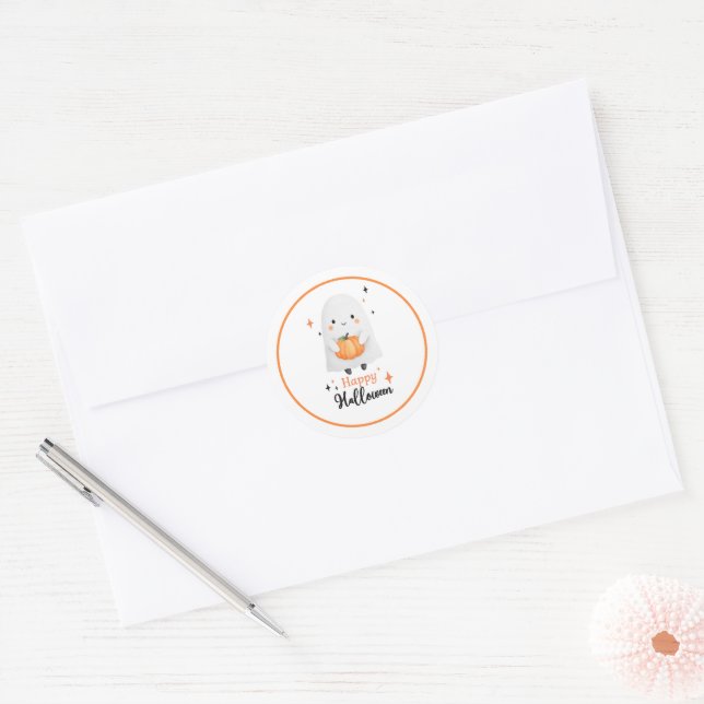 Happy Halloween Ghost Favour Sticker (Envelope)