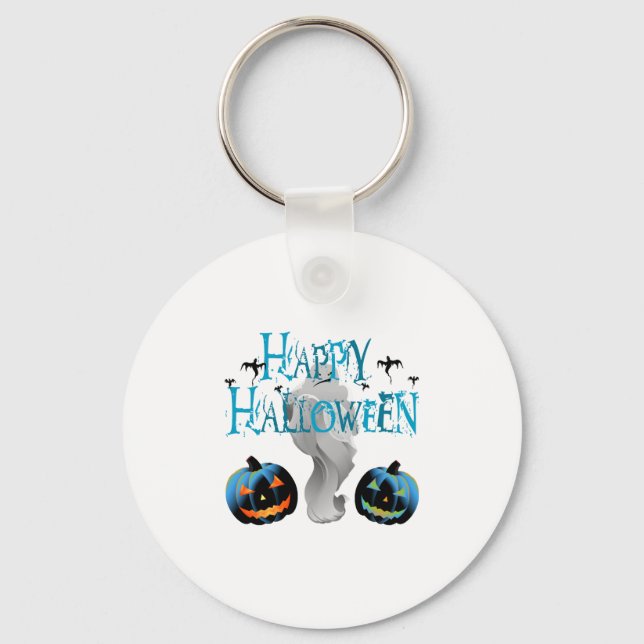 Happy Halloween Ghost -Halloween Costume Pumkin Key Ring (Front)