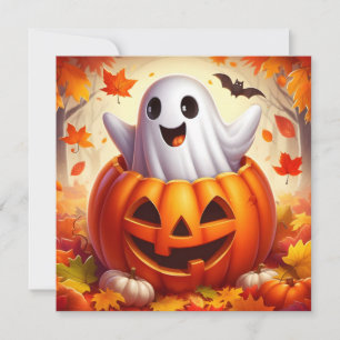 Happy Halloween Ghost in pumpkin Holiday Card