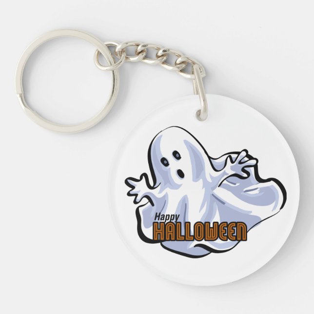 Happy Halloween Ghost Key Ring (Front)