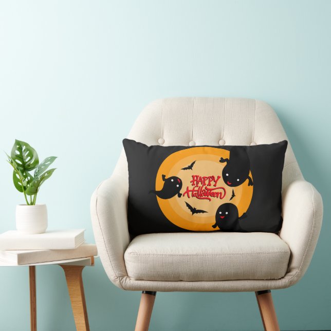 Happy Halloween Ghost Lumbar Cushion (Chair)