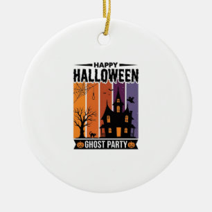 Happy Halloween Ghost Party Haunted House Shirt De Ceramic Ornament