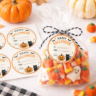 Happy Halloween Ghost Pumpkin Black Cat Favour Classic Round Sticker