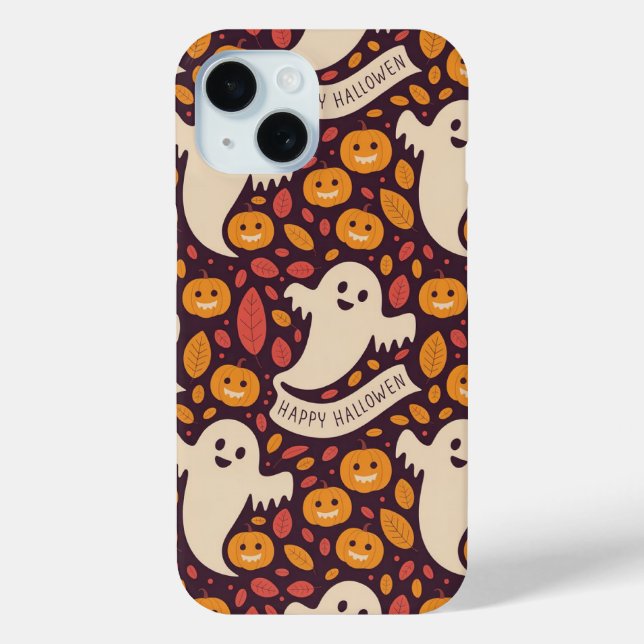 Happy Halloween Ghost & Pumpkin Pattern | Cute Case-Mate iPhone Case (Back)